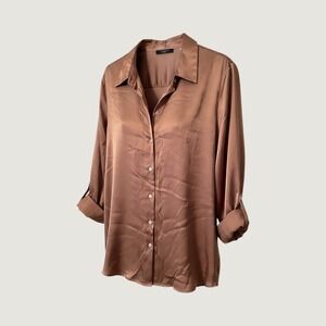 Tahari Woman 2X/TTG Polyester Roll Tab Button Down Blouse Office Sophisticate